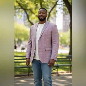 Joseph Abboud Men's Plaid Blazer - Brown and Gray